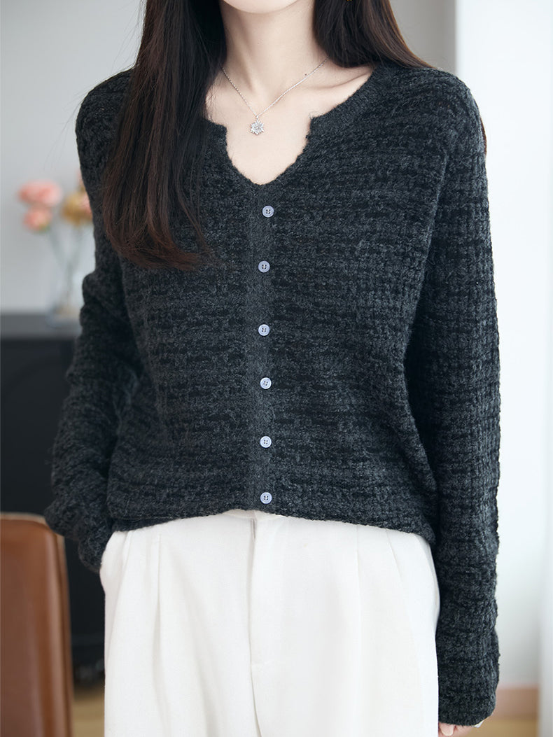 ミックス糸キーネックボーダーニット　3色入