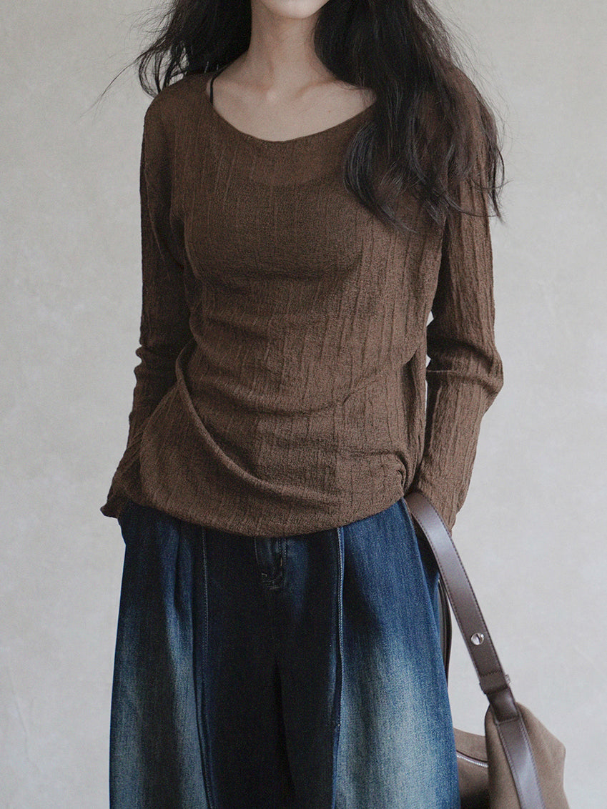 Relaxed crinkled knitwear in 4 colors (can be coordinated)