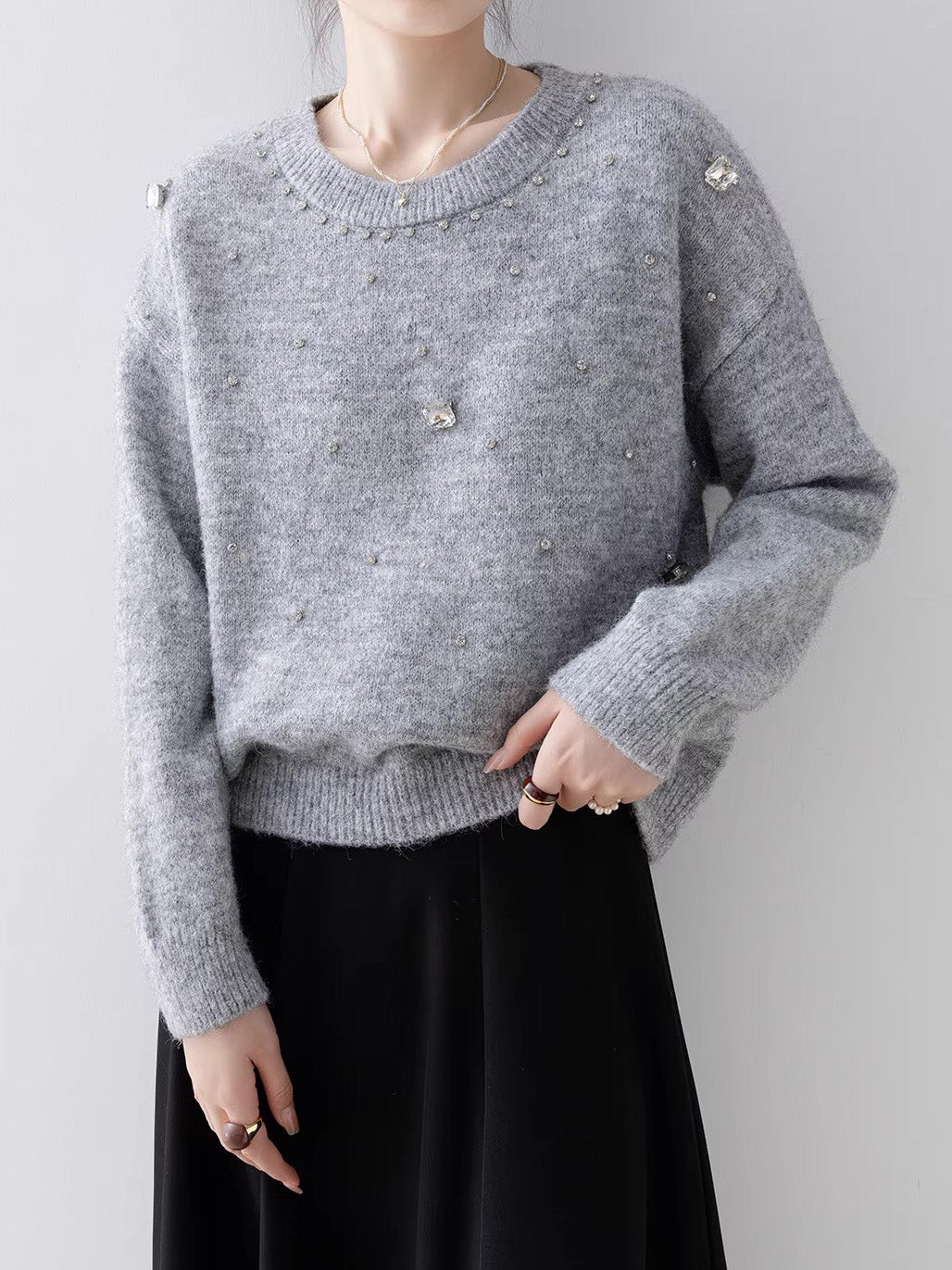 Luxurious beaded mohair knit in 2 colors