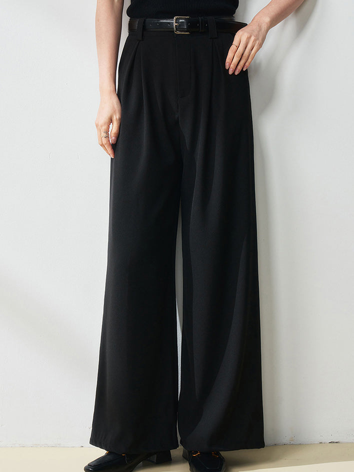 High waisted deep tuck wide pants in 2 colors