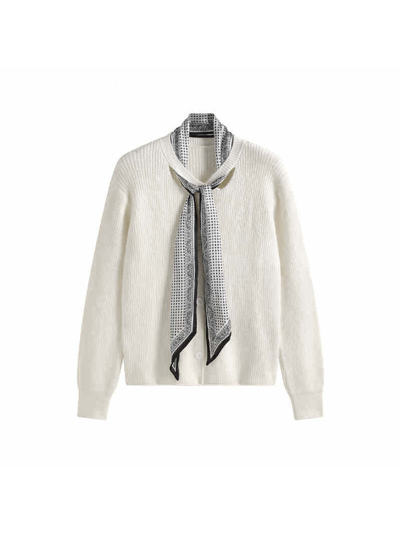 Knit cardigan with scarf, 5 colors