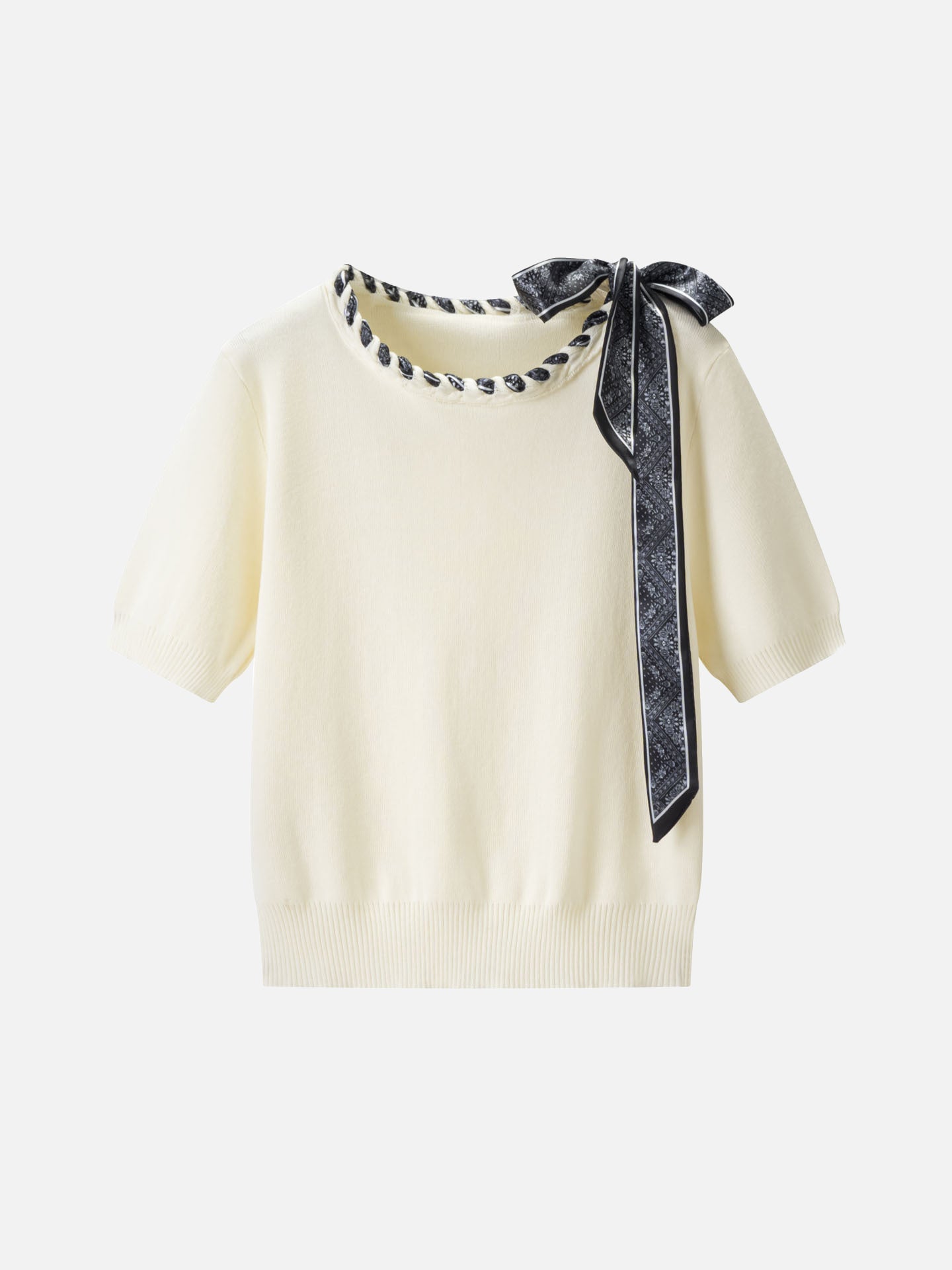 スカーフデザイン半袖ニット　3色入 - SonderSable