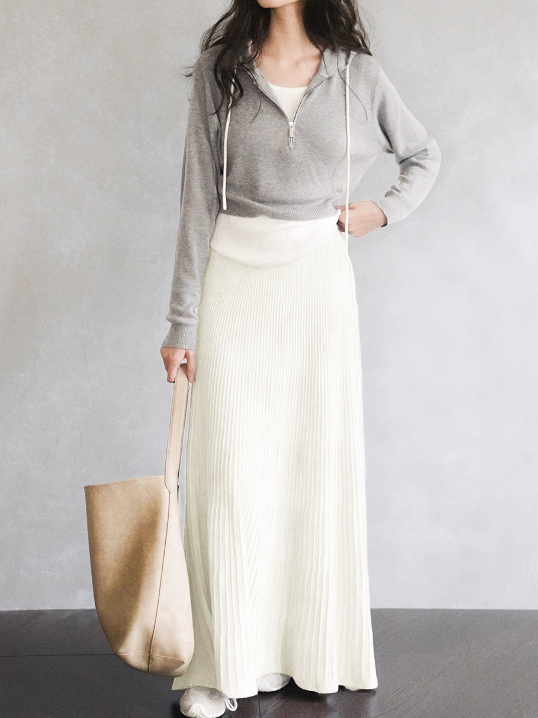 Striped Flared Knit Skirt (7 colors available) &lt;Can be coordinated&gt;