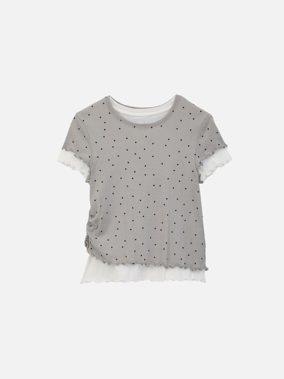 レイヤード風ドットメロウTシャツ - SonderSable