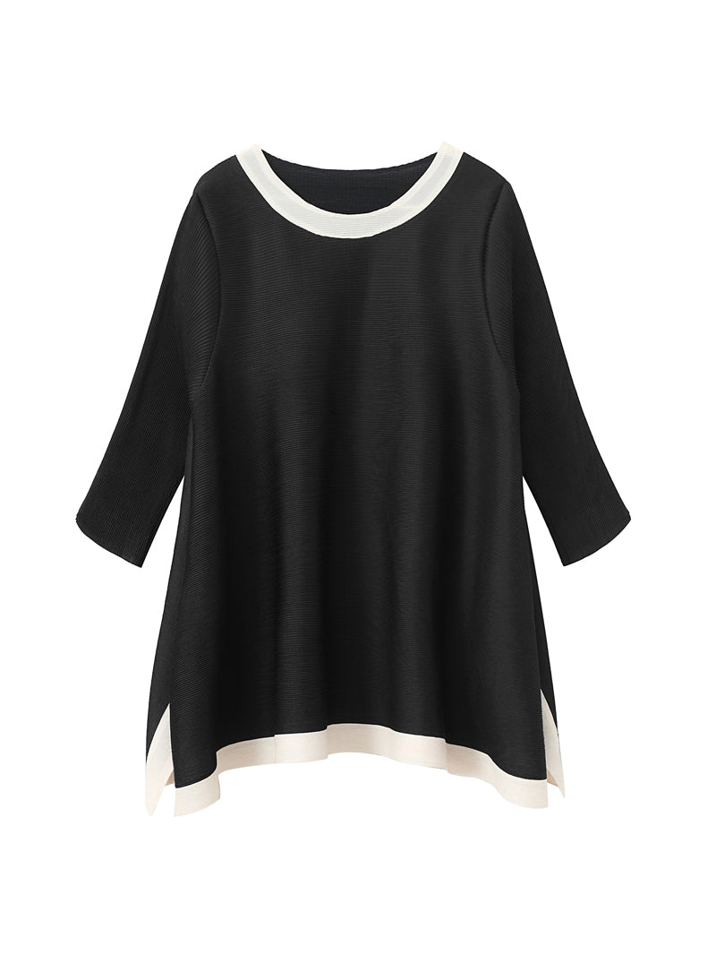 Color-coordinated irregular hem pullover in 3 colors