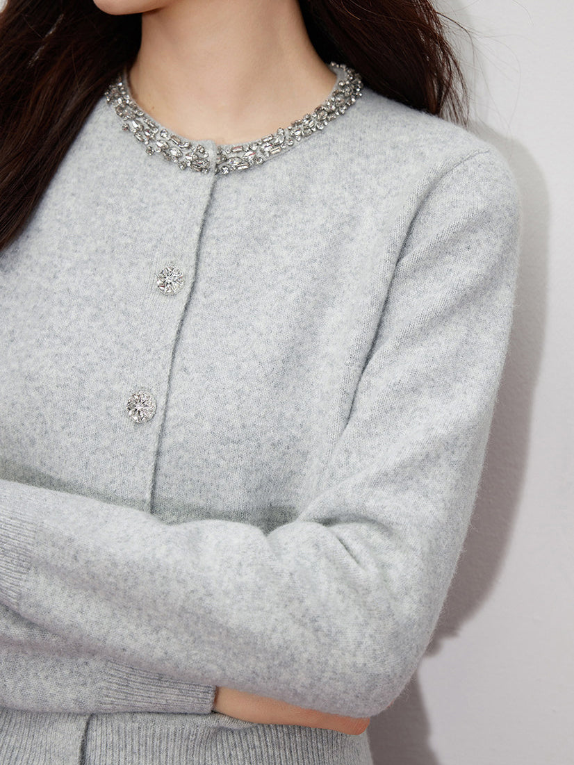 <先行公開>ビーズデザインクルーネックカーディガン - SonderSable