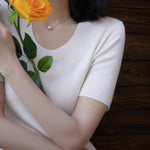 Uネック半袖リブニット　4色入 - SonderSable