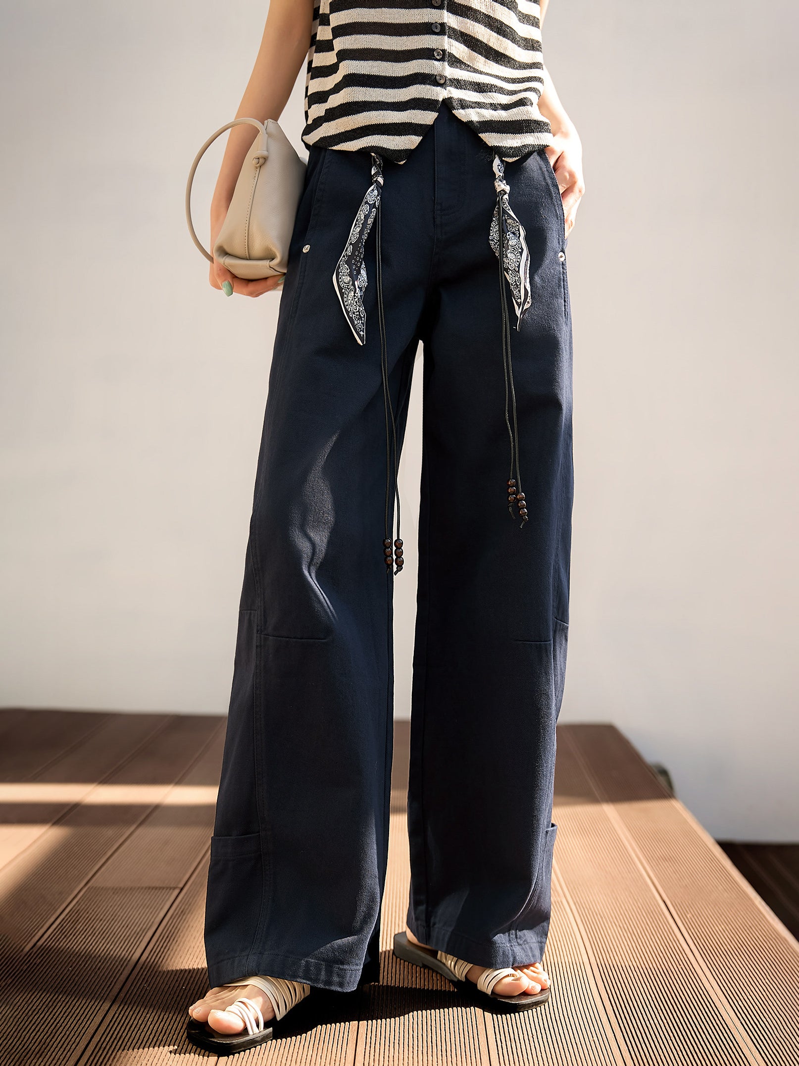 スカーフデザインワイドパンツ　3色入 - SonderSable