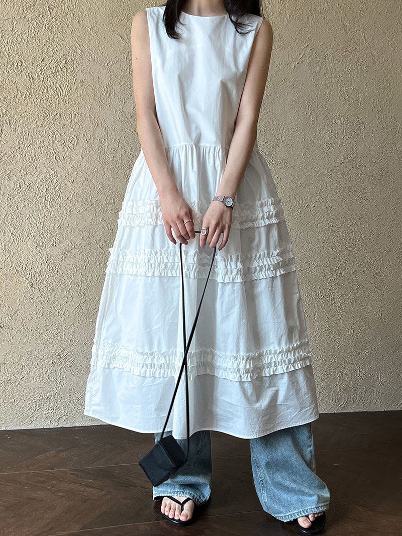 フリルギャザーフレアワンピース　3色入