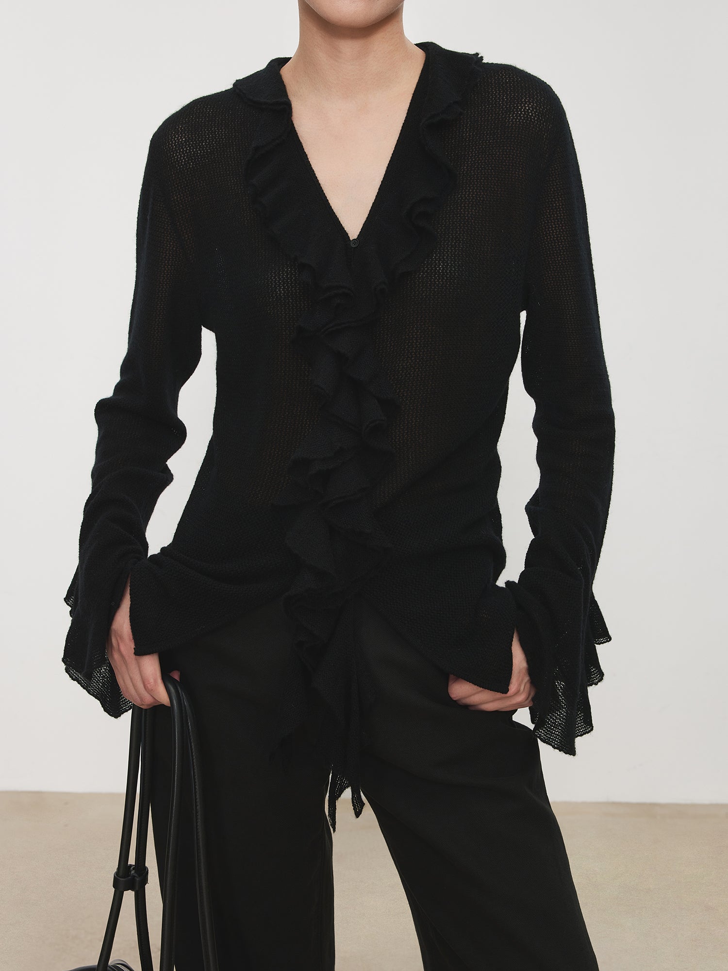 Frilled Flare Sleeve Cardigan (3 colors)