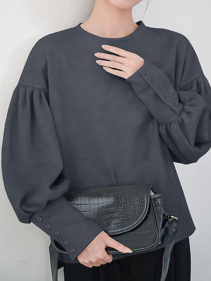 Off-the-shoulder balloon sleeve sweatshirt (5 colors)