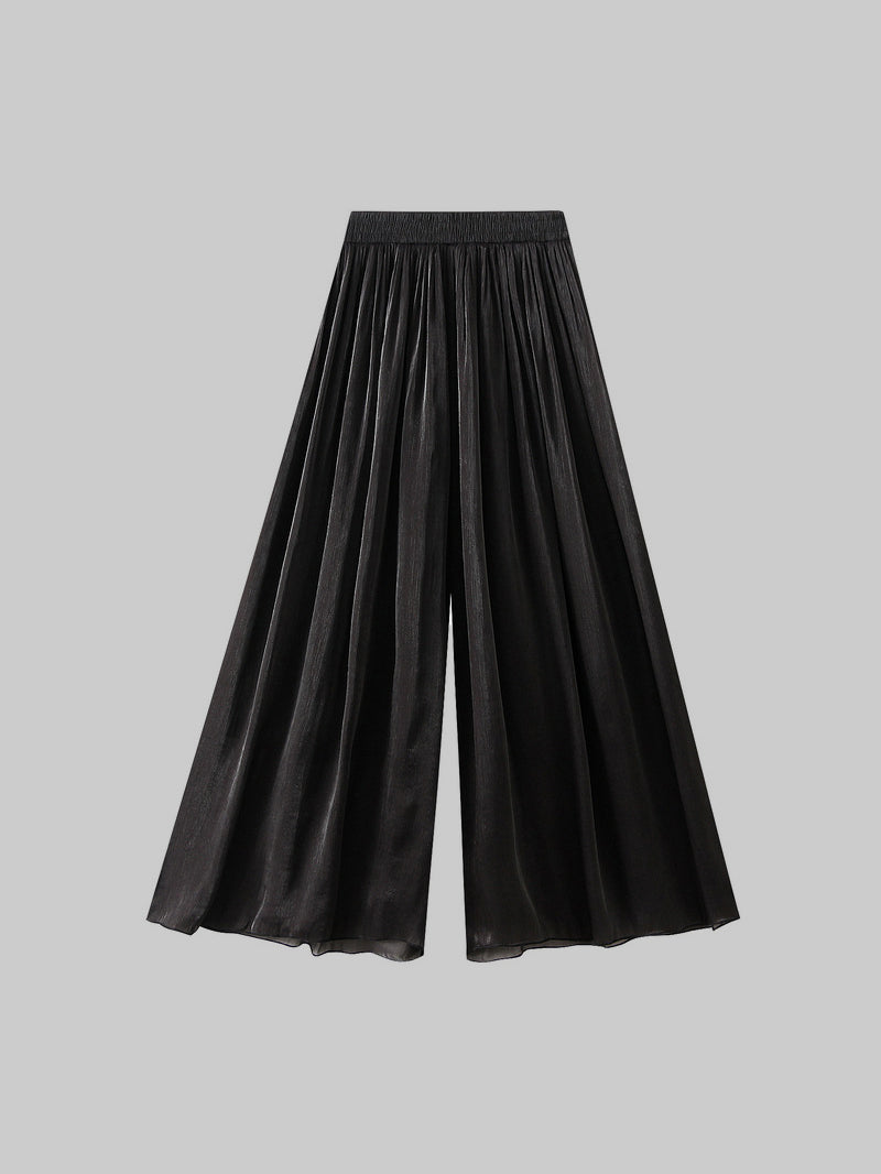 Glossy crepe wide pants in 7 colors