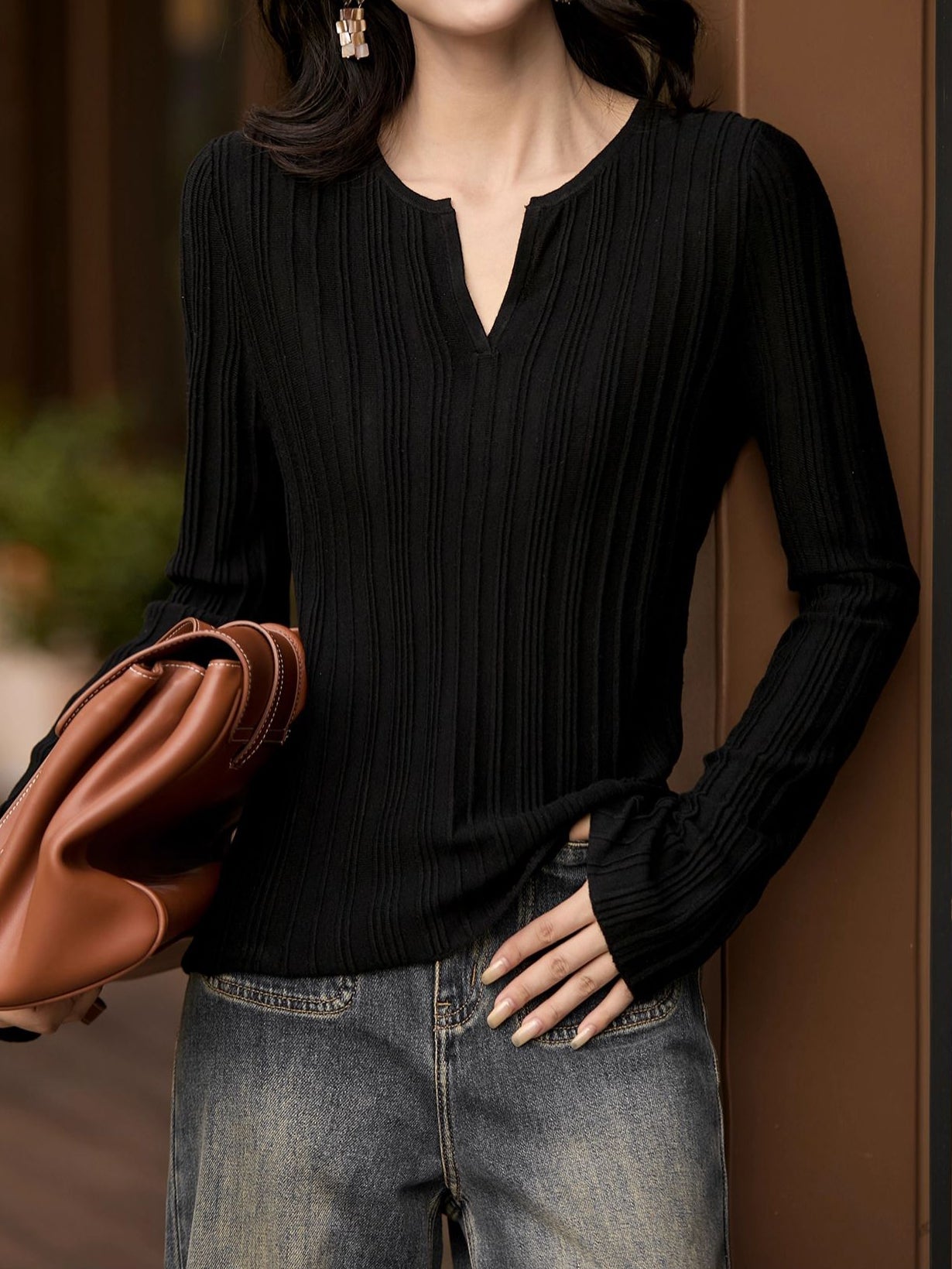 Keyhole neck ribbed cut and sew (4 colors)