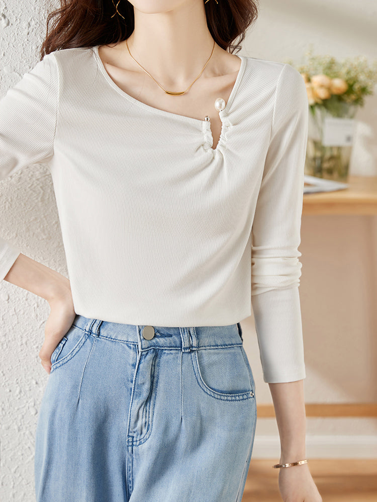 Side ring gather cut and sewn in 2 colors