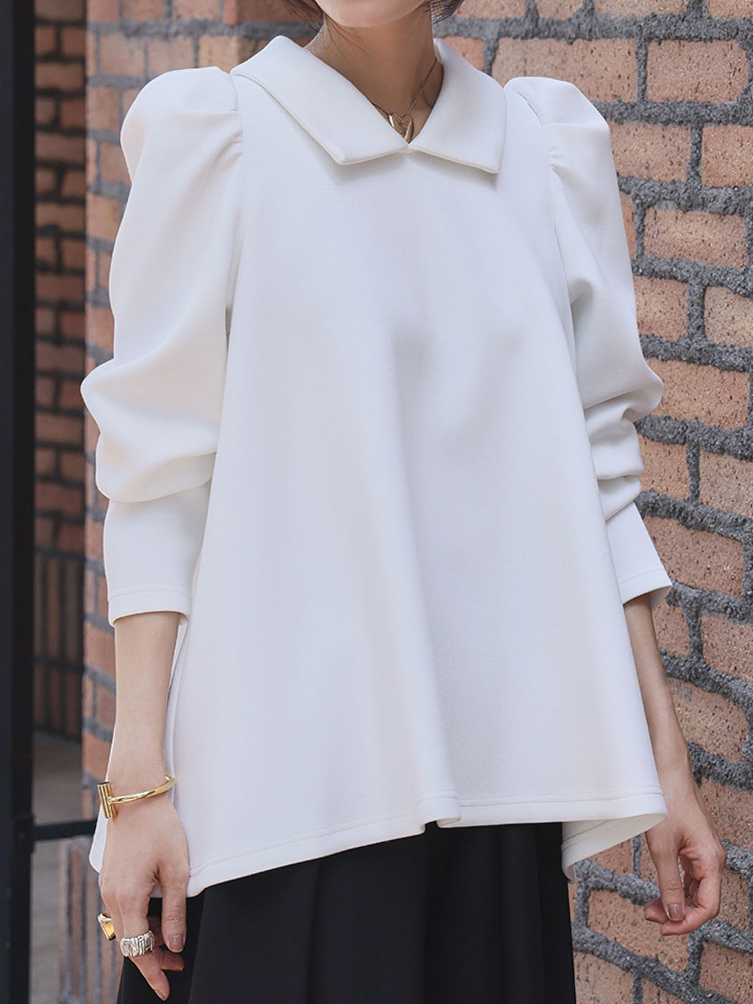 Collared power shoulder A-line sweatshirt (3 colors)