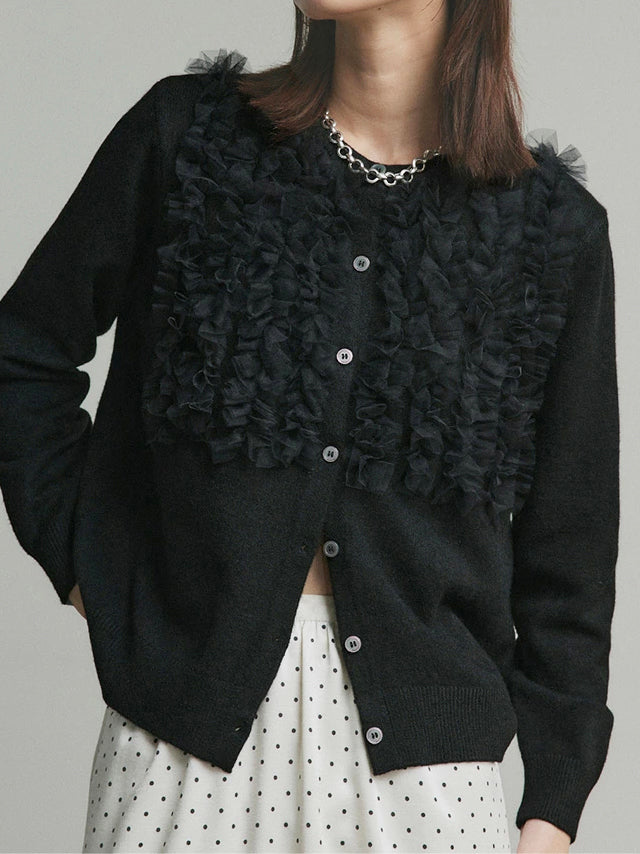 Frilled tulle cardigan in 3 colors