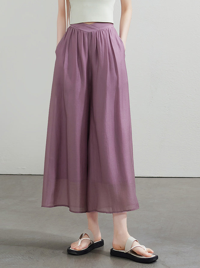 Sheer flare wide pants in 4 colors