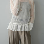 ハイネックシアードットチュールトップス　3色入 - SonderSable