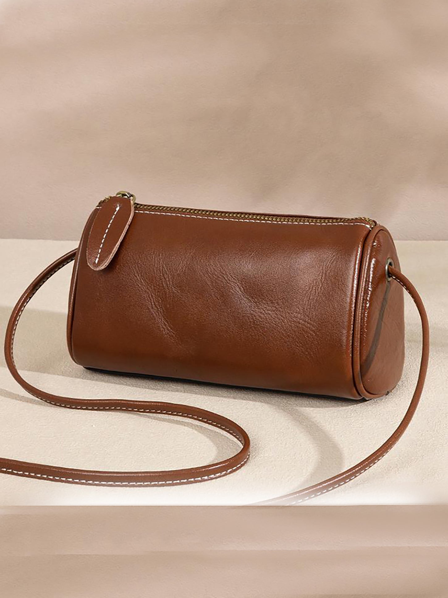 ヴィンテージ円筒形レザーショルダーバッグ 4色入 – SonderSable