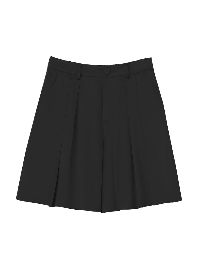 Two-pleat satin shorts in 3 colors