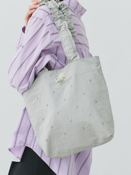 ギャザーハンドルビジュートートバッグ　3色入