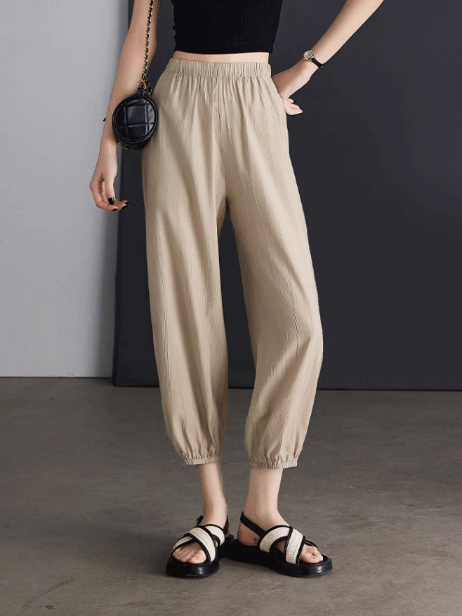 9/10th length washer pleated jogger pants in 2 colors