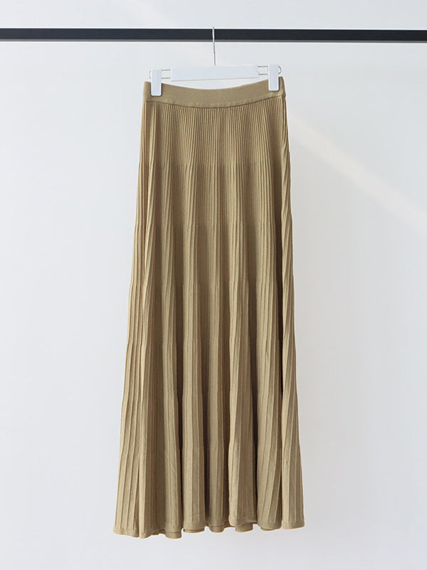 Striped Flared Knit Skirt (7 colors available) &lt;Can be coordinated&gt;