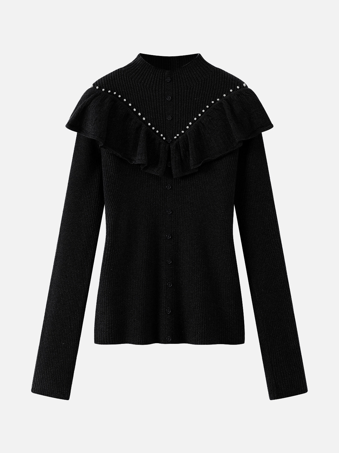 パールフリルリブニット　2色入