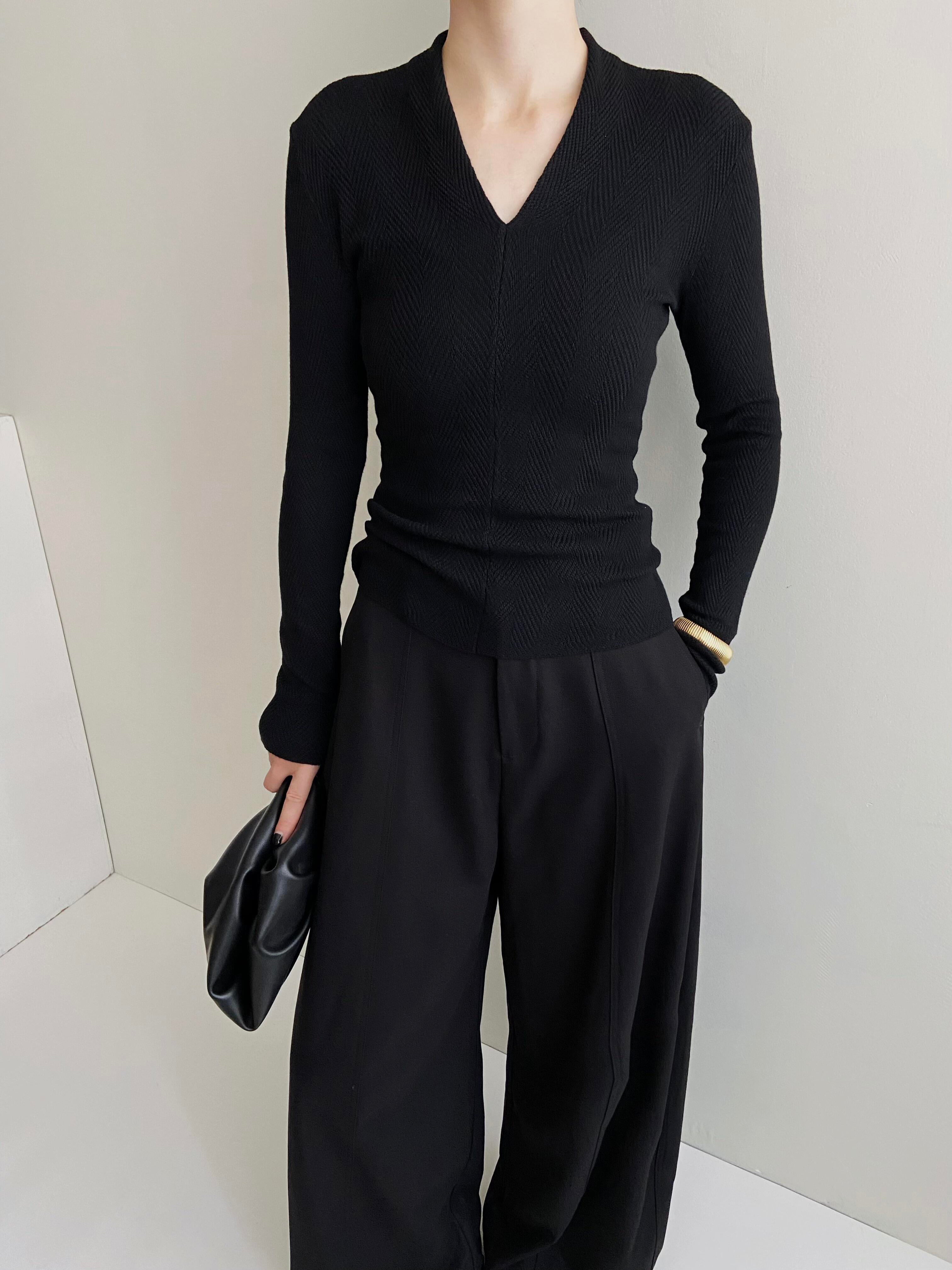 Vネックフィットニット　6色入