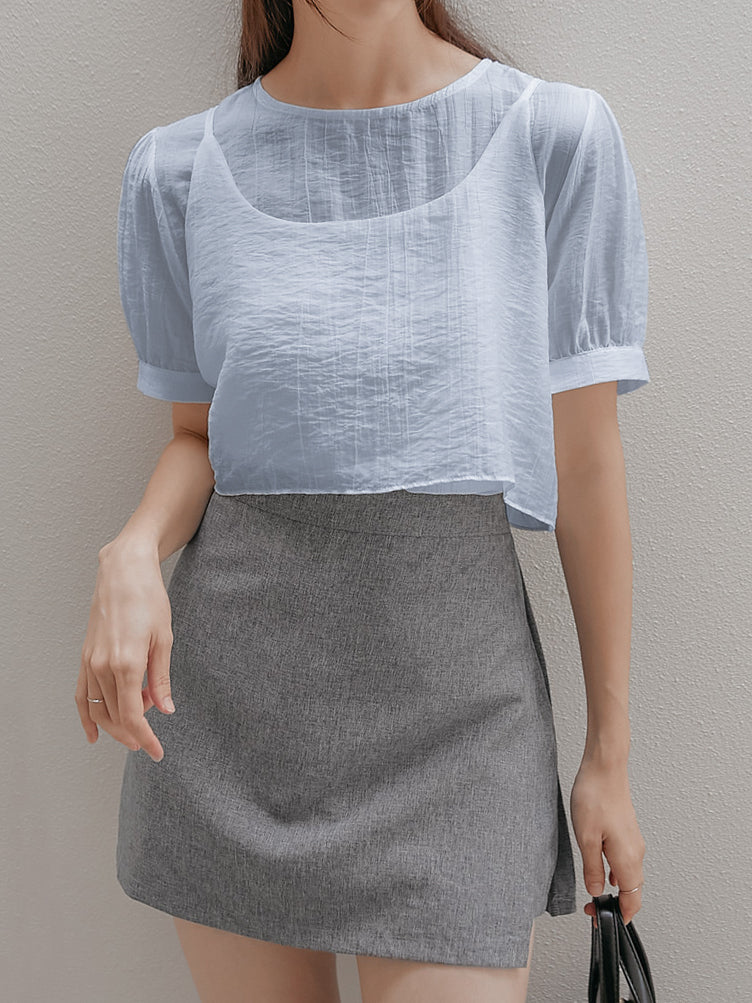 2-way ribbon bustier and willow blouse ensemble (5 colors)