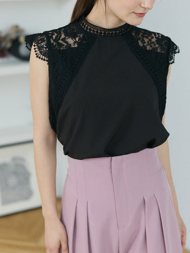 Lace docking scallop blouse in 3 colors