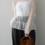 ハイネックシアードットチュールトップス　3色入 - SonderSable