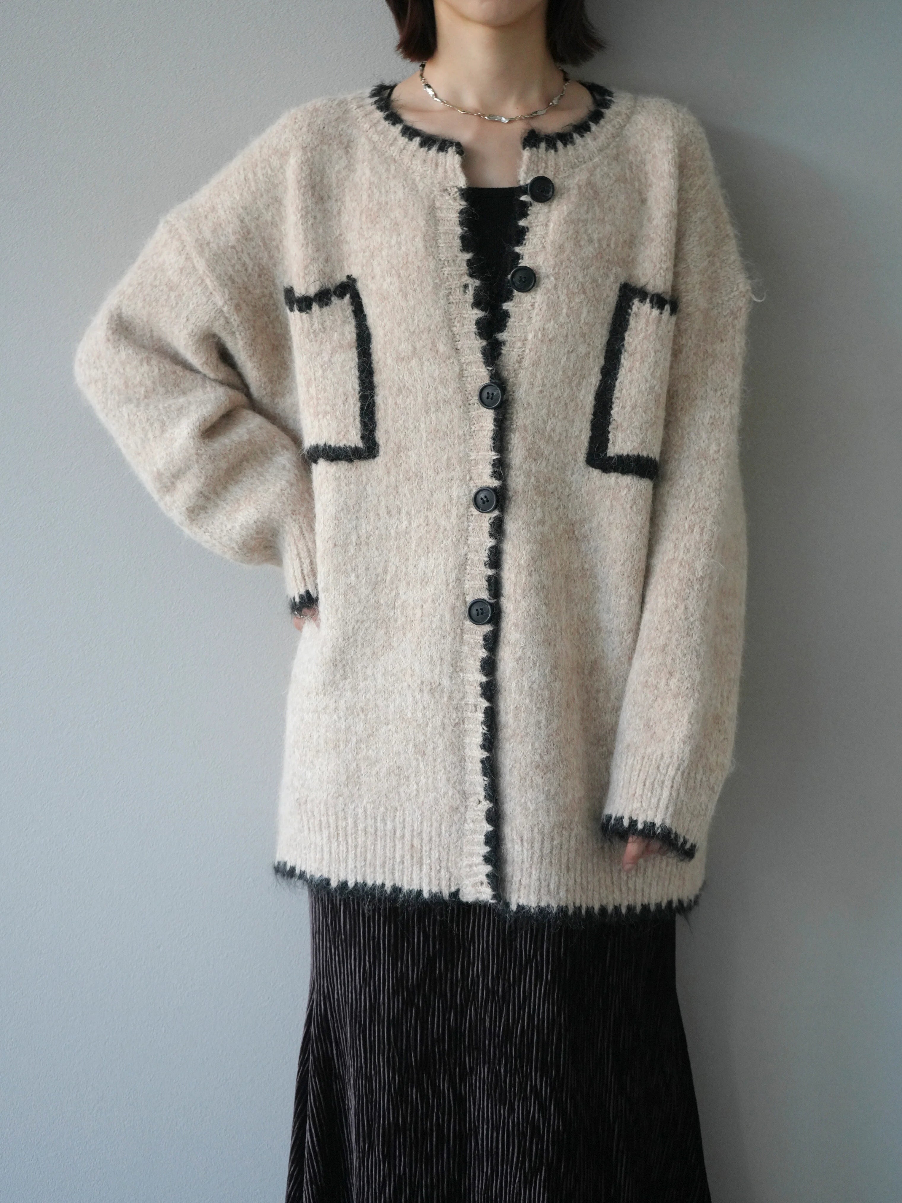 ハンドステッチニットカーディガン　3色入