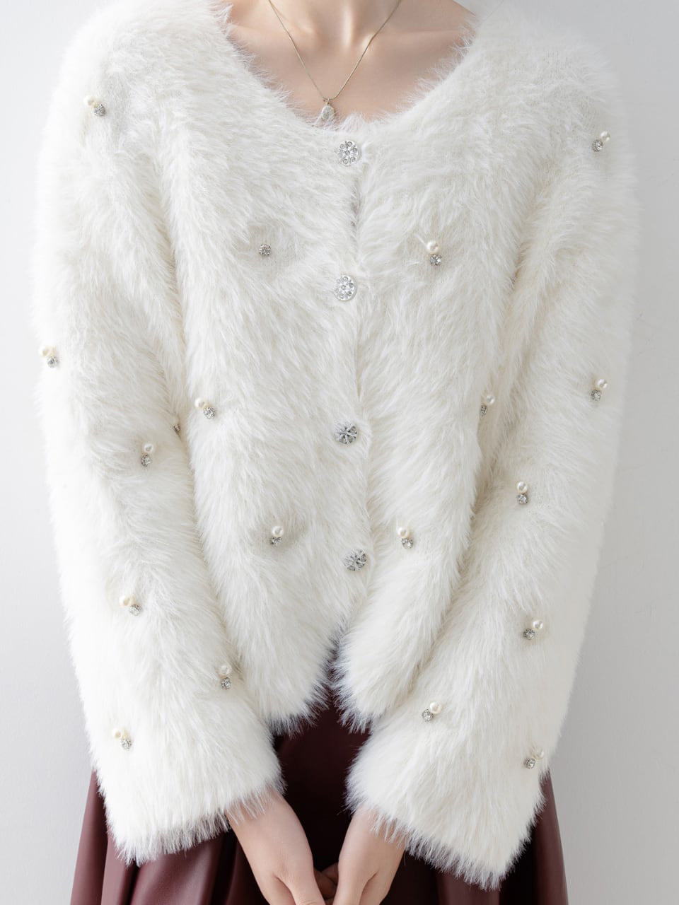 Pearl Bijou Shaggy Feather Cardigan (4 colors)
