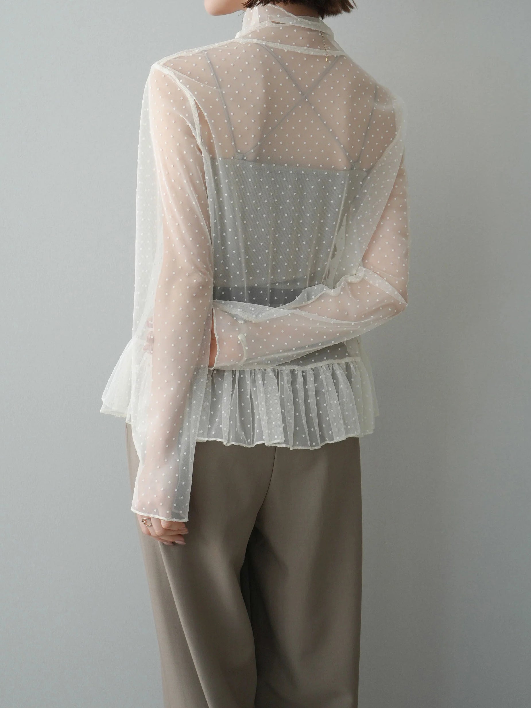 ハイネックシアードットチュールトップス　3色入 - SonderSable