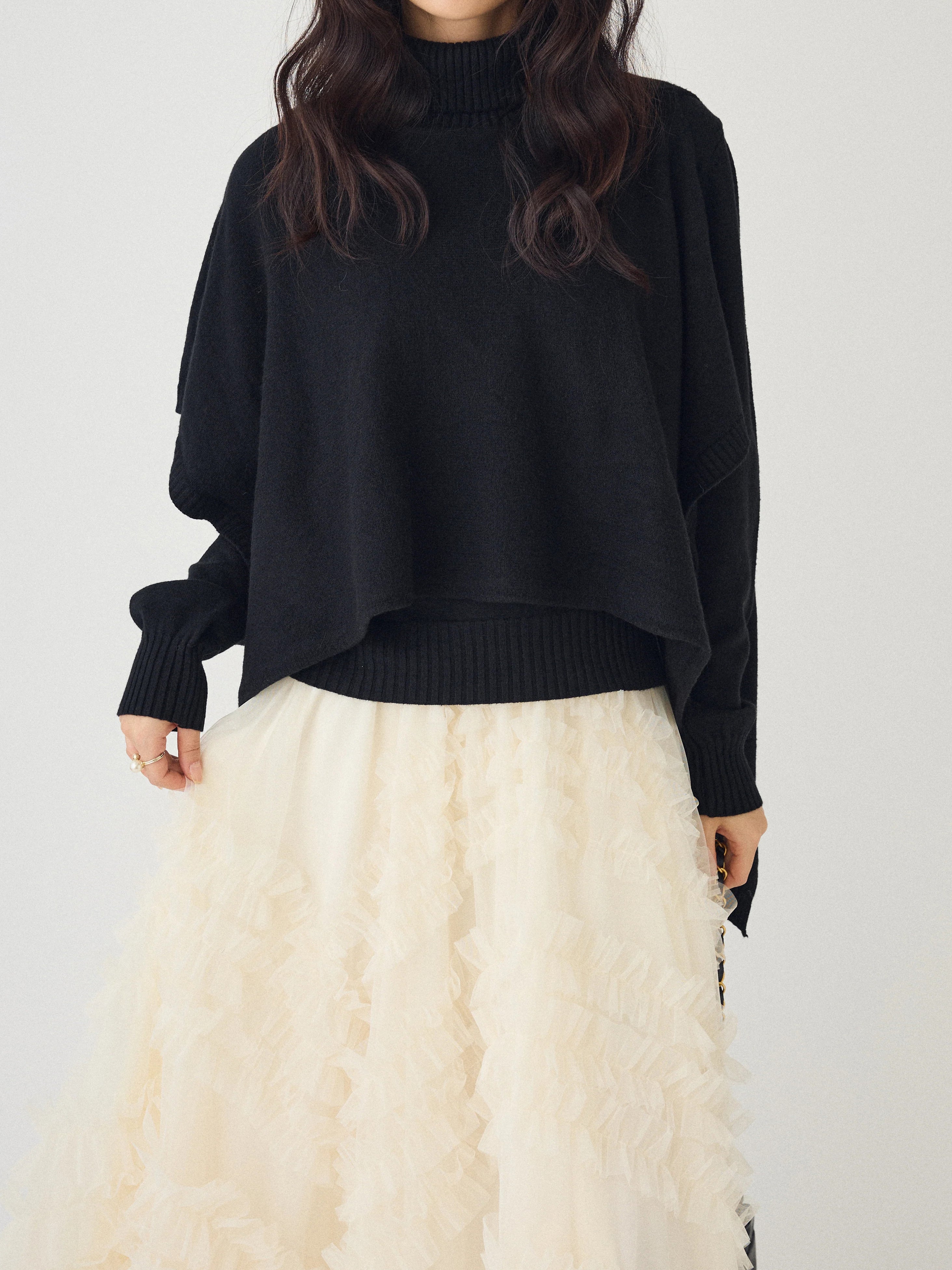 2-way asymmetrical cape knit (3 colors)