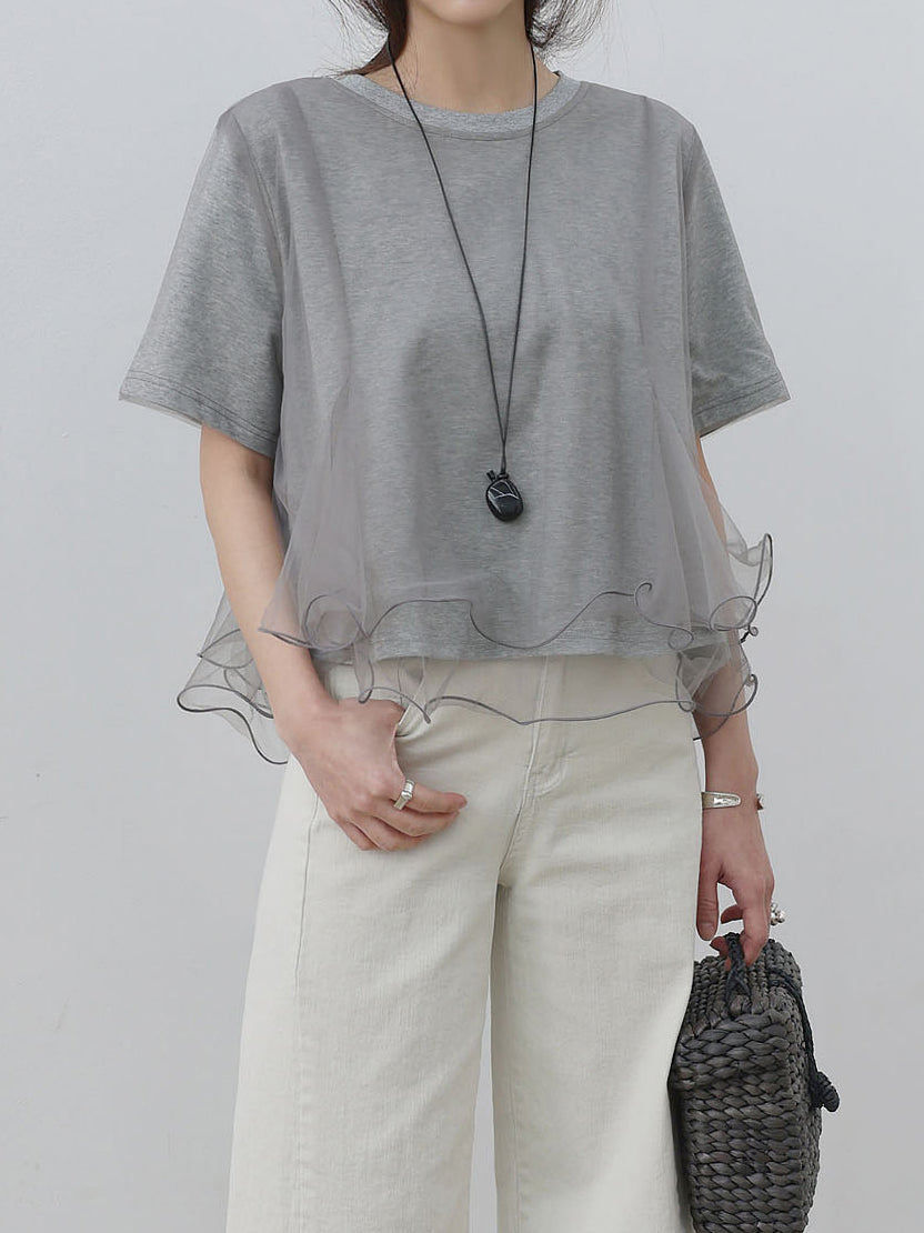 チュールフレアレイヤードTシャツ　3色入 - SonderSable