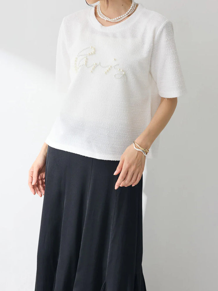 Pearl logo tweed T-shirt (2 colors)