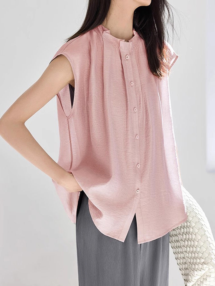 Front tuck French sleeve blouse in 3 colors