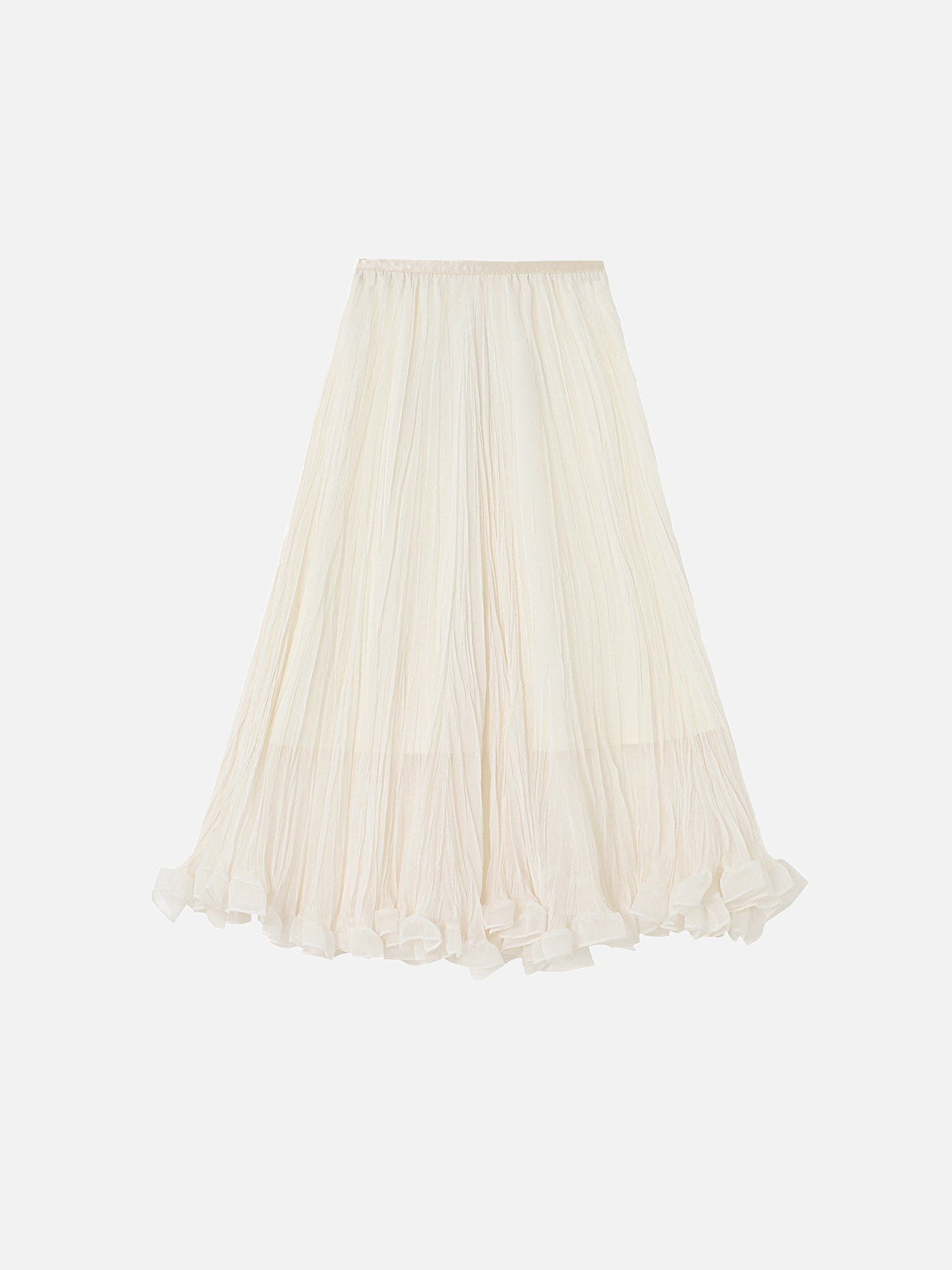 Frilled Hem Washed Pleated Flare Skirt - 3 colors