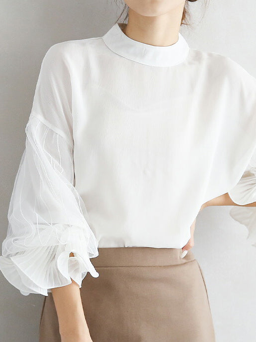 Lace volume sleeve blouse in 4 colors