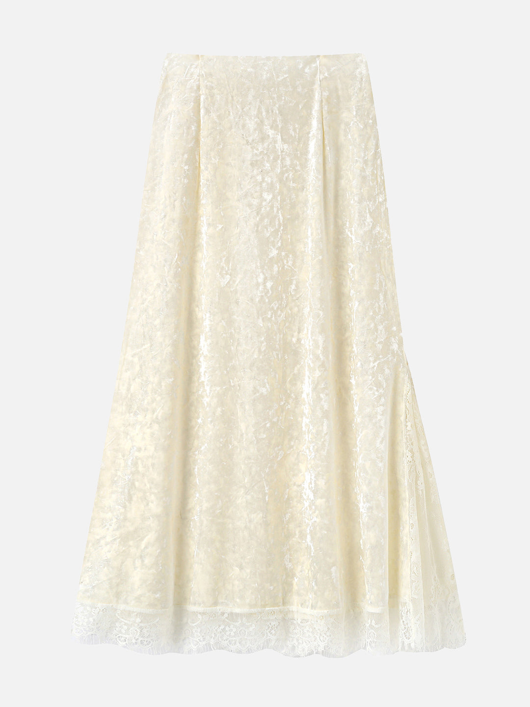 Lace hem velvet skirt (2 colors)