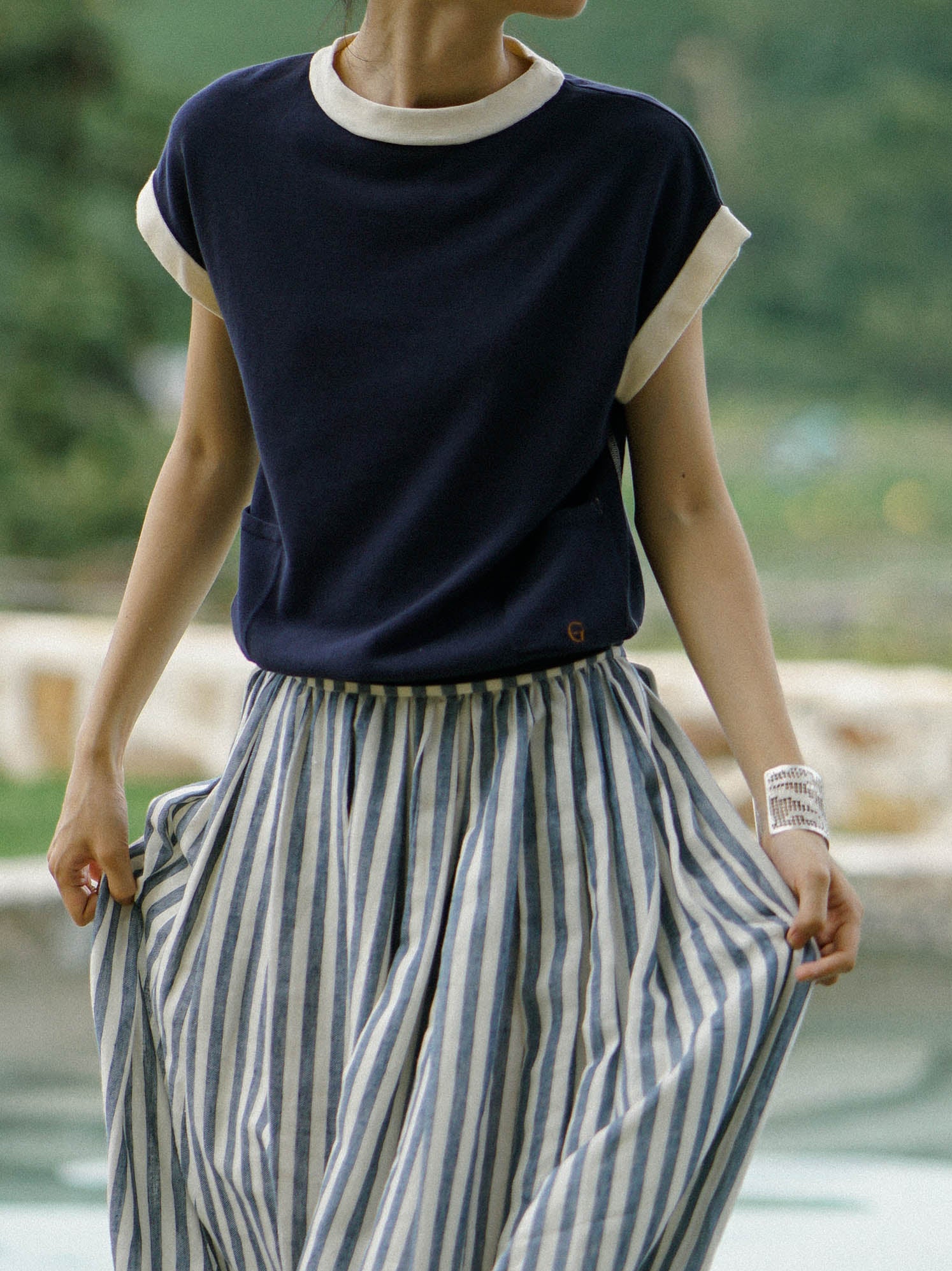 Bicolor French Sleeve T-shirt, 3 colors