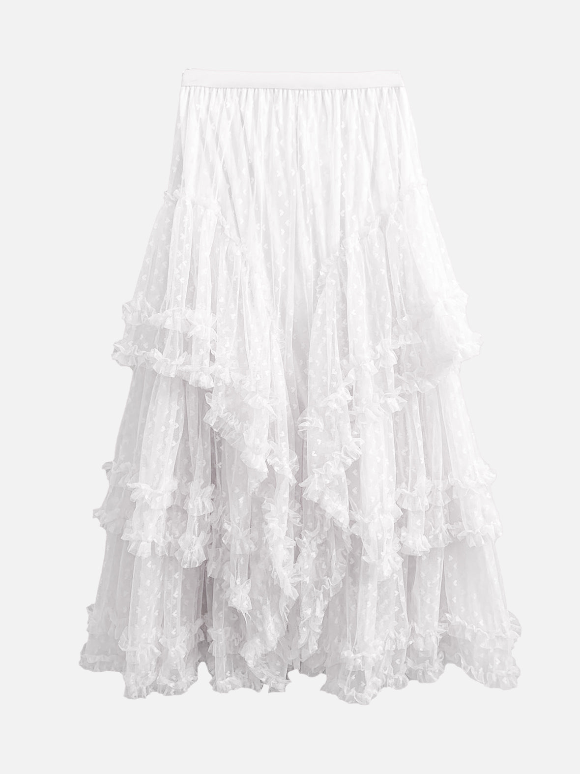 Heart Dot Tulle Tiered Flare Skirt (5 colors)