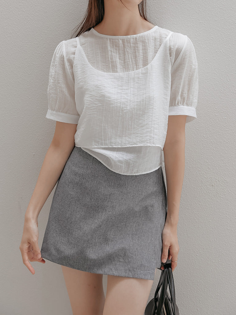 2-way ribbon bustier and willow blouse ensemble (5 colors)